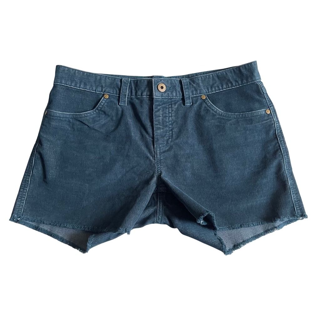 Carve Designs Oahu Shorts Women 4 Blue Teal Corduroy Raw Hem Organic Beach Boho